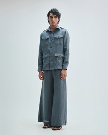 Slate Linen Men's Safari Overshirt Shirt