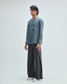 Slate Linen Men's Side Placket Shirt