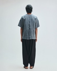 Slate Linen Men's Half Sleeves Panelled Shirt Kurta
