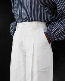 Twin Pleat Trousers - White
