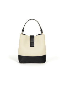 Favori Sylvia - Leather Bucket Bag in Ivory & Black