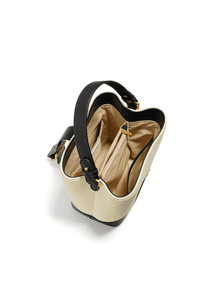 Favori Sylvia - Leather Bucket Bag in Ivory & Black