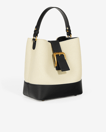 Favori Sylvia - Leather Bucket Bag in Ivory & Black
