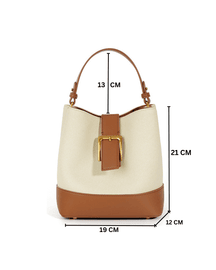 Favori Sylvia - Leather Bucket Bag in Ivory & Tan