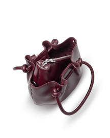 Favori Corda- Genuine Leather Handbag With Knotted Handle in Wine Red