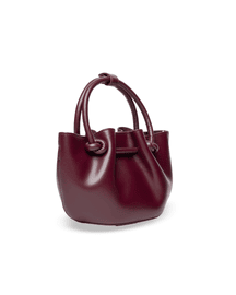 Favori Corda- Genuine Leather Handbag With Knotted Handle in Wine Red