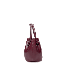 Favori Corda- Genuine Leather Handbag With Knotted Handle in Wine Red