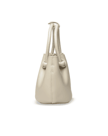 Favori Corda- Genuine Leather Handbag With Knotted Handle in Ivory