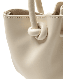 Favori Corda- Genuine Leather Handbag With Knotted Handle in Ivory