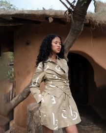 Wrap Shirt Double Layer Dress - Printed