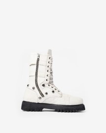 Hair-on Studded Combat Boots