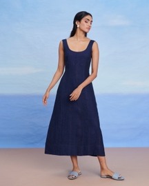 Neel Linen Denim Panelled Dress