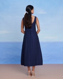 Neel Linen Denim Panelled Dress