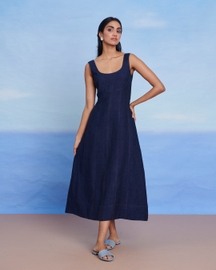 Neel Linen Denim Panelled Dress
