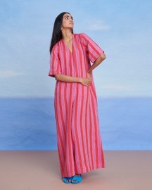 Amalfi Linen Half Sleeves Flared Jumpsuit