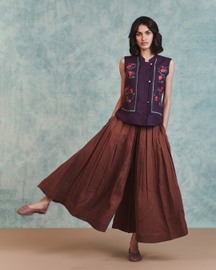 Multi-Pleated Linen Pants