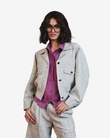 Embroidered Cropped Bomber Jacket