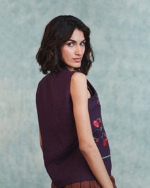 Embroidered Double Panel Linen Waistcoat