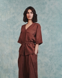 Drawstring Linen Shirt