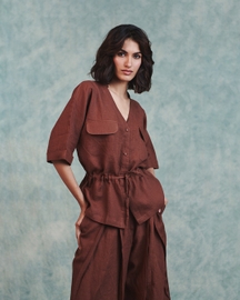 Drawstring Linen Shirt