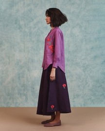 Embroidered Shirt Flared Skirt Set