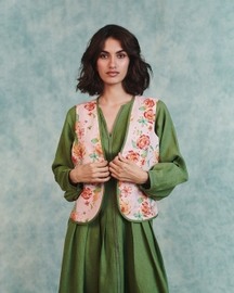 Flora Embroidered Rounded Co-Linen Waistcoat