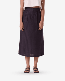 Sandra Charcoal Linen Midi Skirt