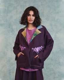 Embroidered Open Linen Jacket