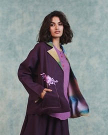 Embroidered Open Linen Jacket