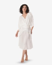 Flow Kaftan Tie Up Dress - White
