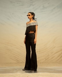 Bootcut Textured Satin Trousers