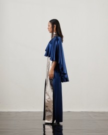 Mirror Slit Dress With Cape