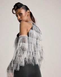 The Cascade Fringe Halter Pencil Dress