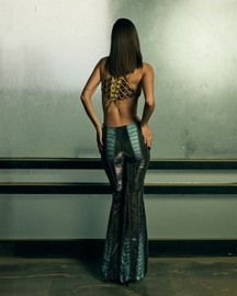 Panelled Boot-Cut Sheer Trousers