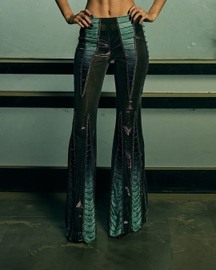 Panelled Boot-Cut Sheer Trousers