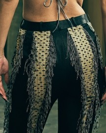 Handwoven Panelled Boot-Cut Trousers