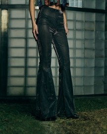 Metallic Sheer Boot-Cut Trousers