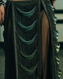 Sheer Panelled Fringe Skirt