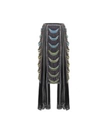 Sheer Panelled Fringe Skirt
