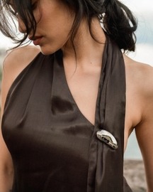 Twany Brown Asymmetrical Top With Pants