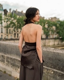 Twany Brown Asymmetrical Top With Pants