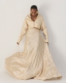 Cream Bias Skirt Set