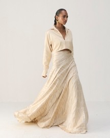 Cream Bias Skirt Set