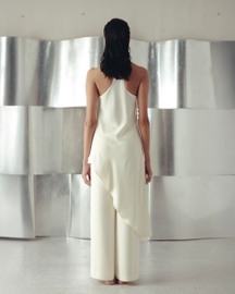 Anitque White Cowl Draped Top and Pants