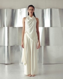 Anitque White Cowl Draped Top and Pants