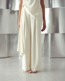 Anitque White Cowl Draped Top and Pants