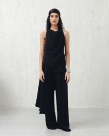 Bristol Black Crepe Draped Top and Pants