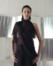 Bristol Black Asymmetric Georgette Top and Pants