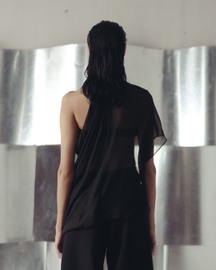 Bristol Black Asymmetric Georgette Top and Pants