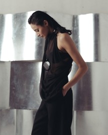 Bristol Black Asymmetric Georgette Top and Pants